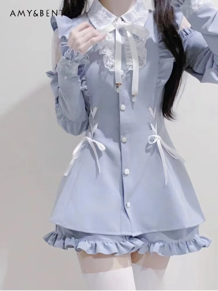 

Комплект из рубашки и шортов с длинным рукавом для девочек