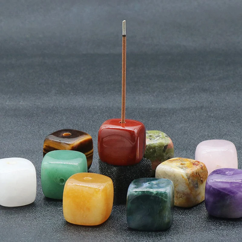 

Квадратный натуральный кварцевый камень, держатель для благовоний, лечебный Агат, фиолетовый, розовый, белый кристалл, основа для благовони...