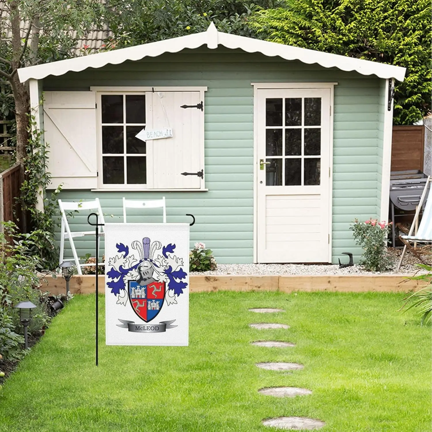 Семейный герб Mcleod небольшой садовый флаг двухсторонний вертикальный 12 × 18 дюймов