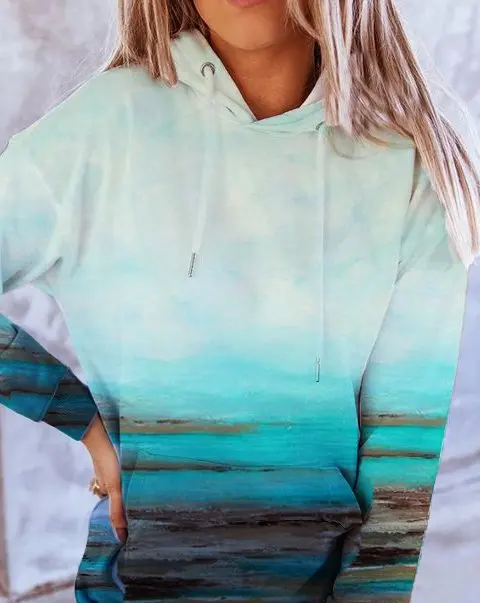 

2021 European and American new women's casual round collar loose long-sleeve printed basic hoodie
