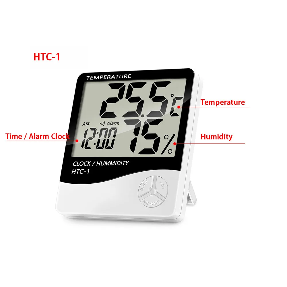 lcd electronic digital temperature humidity meter home indoor outdoor htc 1 htc 2 thermometer hygrometer weather station clock free global shipping