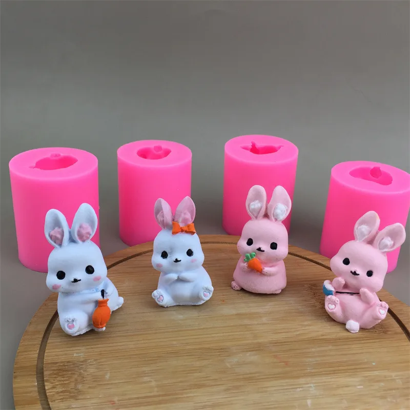 

Cute Rabbit Silicone Mold Kitchen DIY Chocolate Fudge Baking Cake Mold 3D Gypsum Drop Glue Handmade Soap Mold