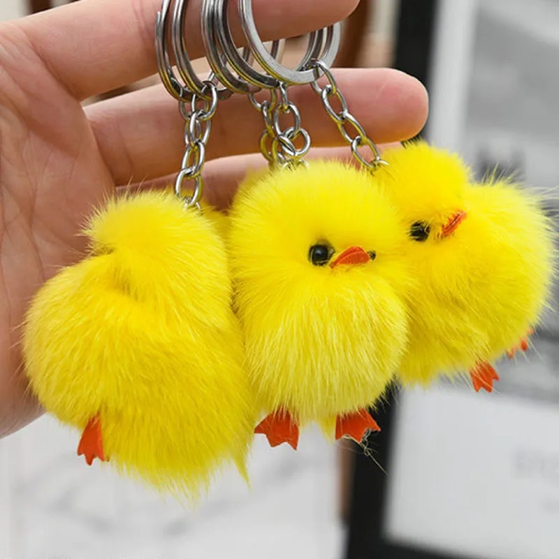 

1Pc Cute Chick Pendant Keychain Soft Stuffed Chick Doll Ornament Keychain Creative Mini Chick Animal Model Plush Toys Kids Gift