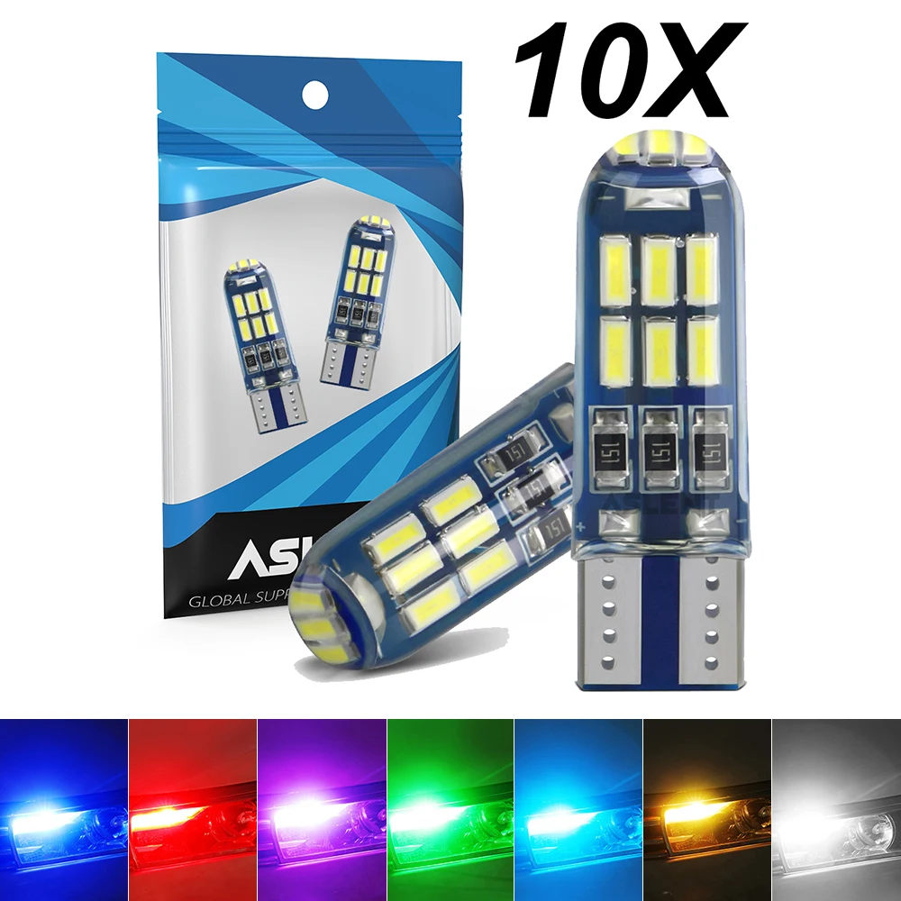 

10 шт., Автомобильные светодиодные лампы T10 W5W 194 Led T10