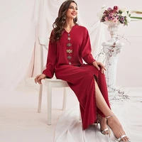 various colors 2022 elegant casual long sleeve dubai maxi dress hijab muslim woman full dress female clothing moroccan caftan