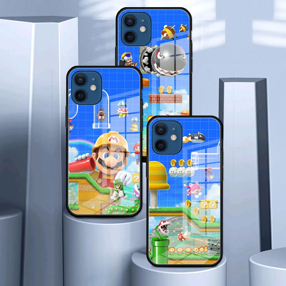 Стеклянный чехол для Apple iPhone 13 11 12 Pro Max смартфона 8 7 Plus SE XR X XS 6 6S Super Mario Big Break |