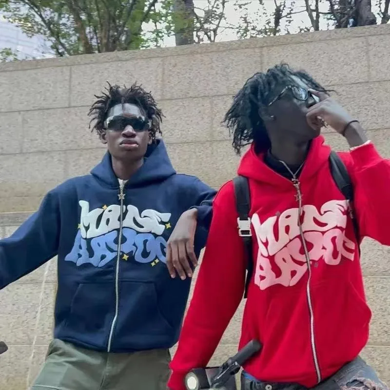 Осенне-зимняя толстовка с капюшоном в стиле панк хип-хоп худи на молнии принтом