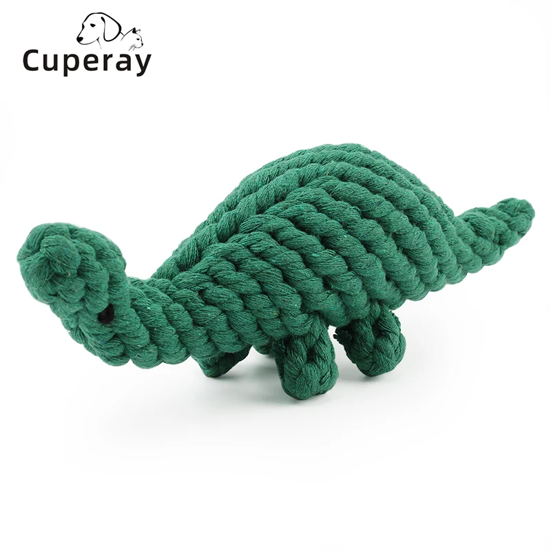 Green Dinosaur Rope Dog Toys-Clean Teeth As Dogs Chew - Small, Medium, and Large Breeds and cats -Puppy Teething Chew Toys