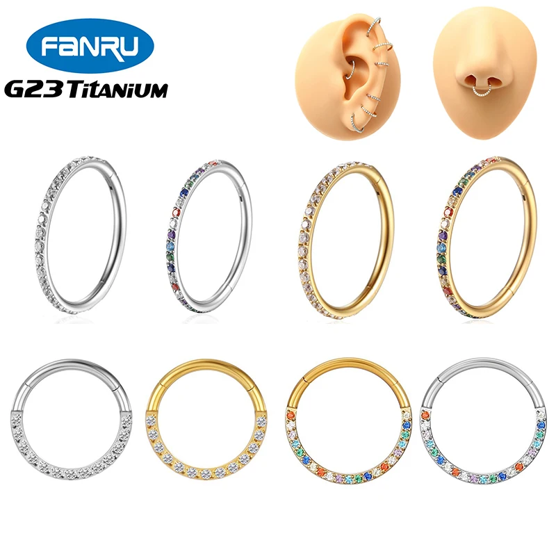 

Piercing Nose Rings 16G G23 Titanium Helix Conch Cartilage Tragus Earrings Clicker Piercing Daith Hoops Septum Body Jewelry Goth