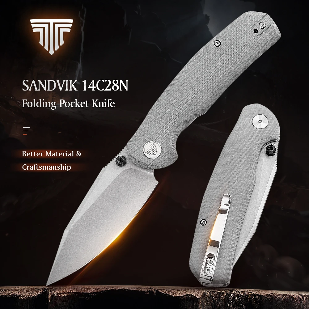 Складной нож TRIVISA EDC для мужчин ось карманный с зажимом сталь 3 34 дюйма 14C28N лезвие