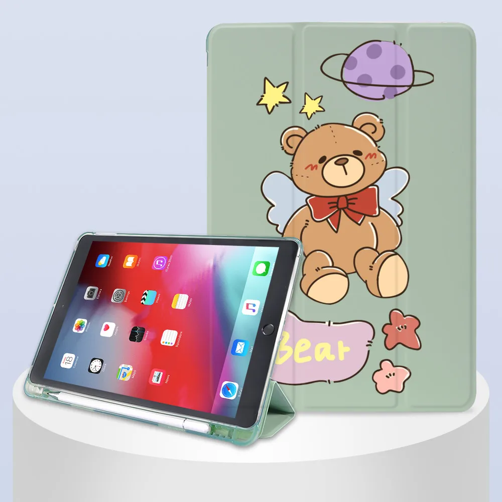 

Cute Animal for Air 4 iPad Case 9th 8th 2020 6th With Pencil Holder 10.2 7th Pro 12.9 11 2021 Mini 6 5 Cover Silicone Air 3 Case