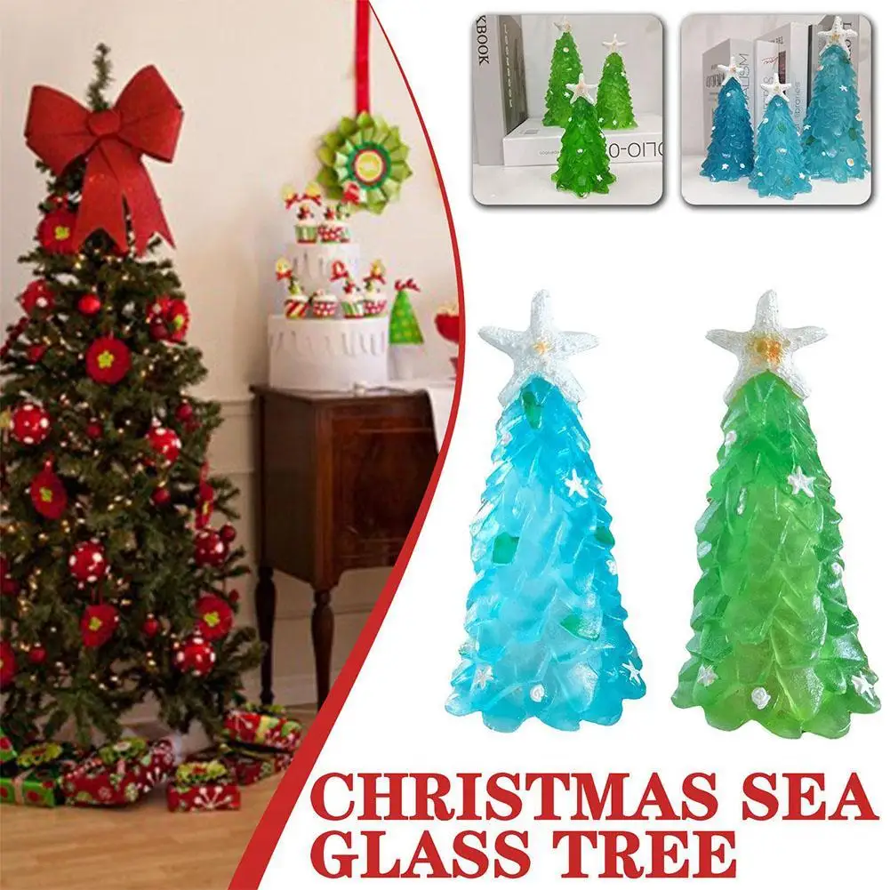 

Хрустальная Рождественская елка, настольное украшение, сине-зеленый океан, пляж, морская звезда, синяя цветная система, украшение принцессы, украшение