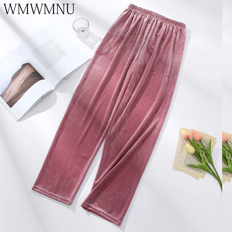 

Elastic Waist Velvet Capris Korean Solid Casual Harem Pants Pleuche Oversized 80KG Loose Fashion Soft Pyjamas Ropa Mujer Trouser