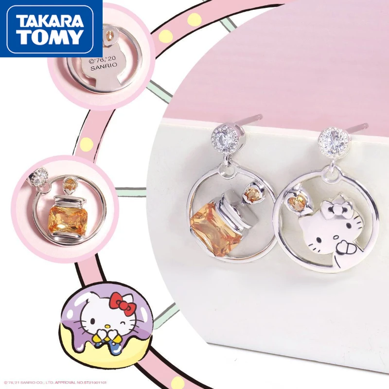 Новые серьги TAKARA TOMY Hello Kitty для девушек Золотые желтые 925 Серебряные Элегантные