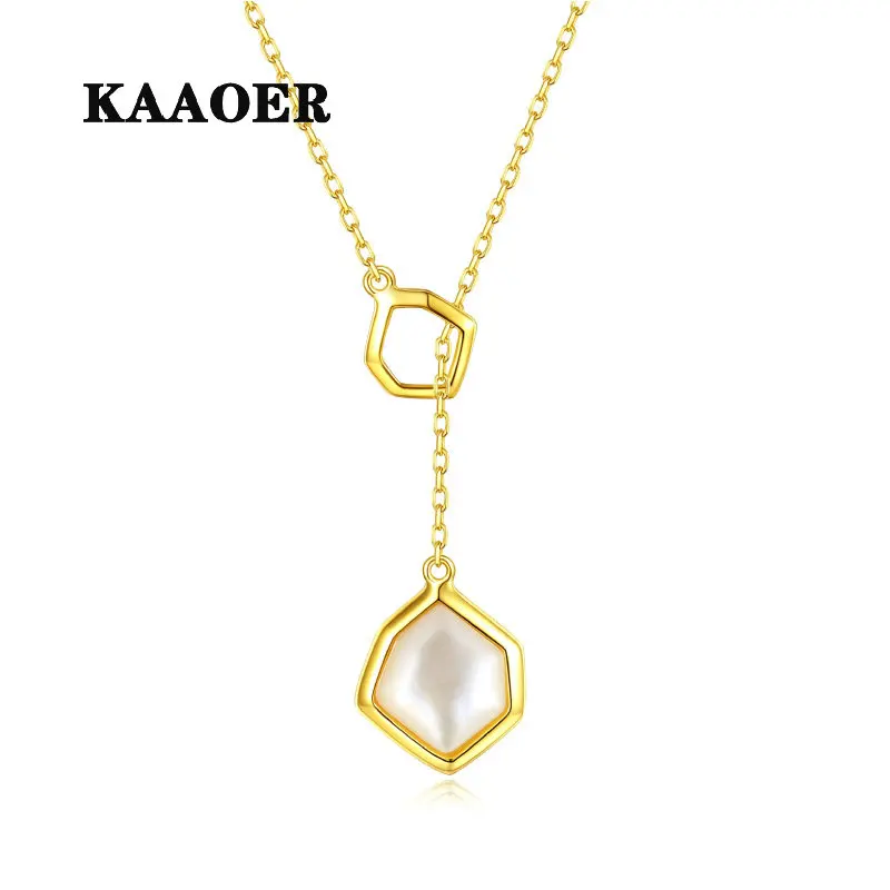 

KAAOER 2022 NEW 100% S925 Special design of high-grade fritillaria geometric shell wedding engagement necklace jewelry