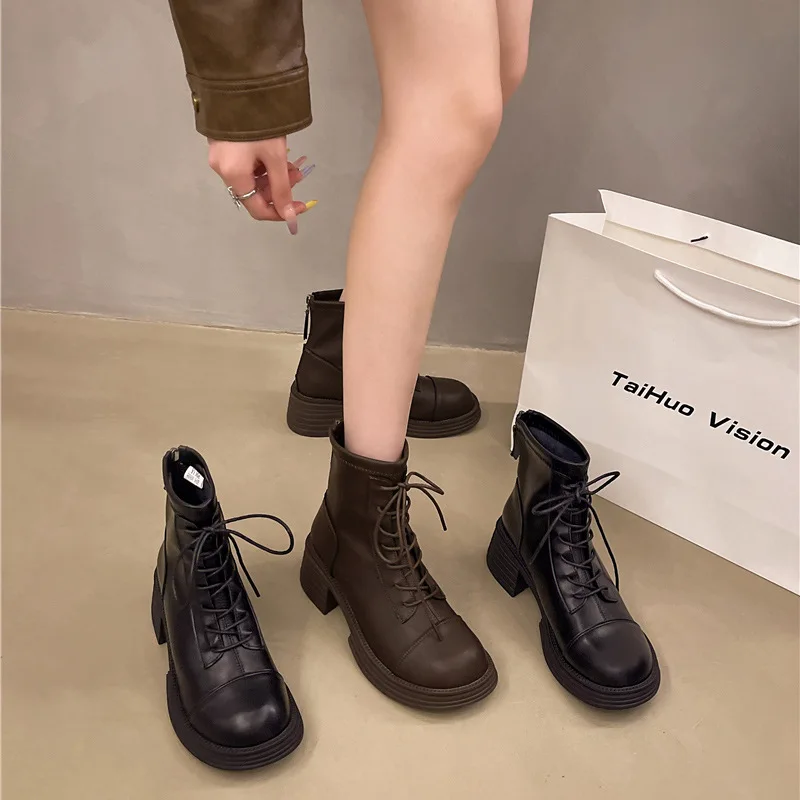 Женские ботинки на высоком каблуке Туфли шпильке из резиновой ткани Рим