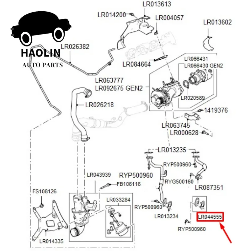 OEM LR 044555 1/3 шт. для LAND ROVER RANGE SPORT DISCOVERY 4 РАСШИРИТЕЛЬНАЯ вилка TURBOCHARGER новинка