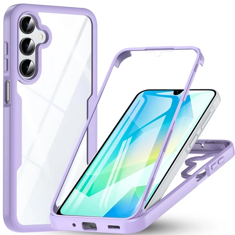 360-градусный чехол для Samsung Galaxy A17 A16 A26 A36 A56 A15 A25 A35 A55 A14 A54 A24 A34 A06 A05 A07 M36 Bult-in Защитная пленка для экрана