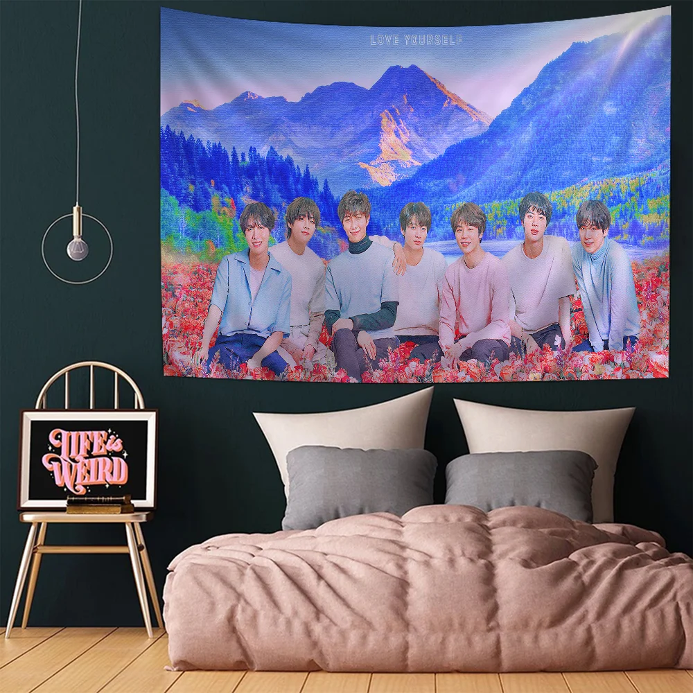 D-Dynamites Kpop Boys Cartoon Tapestry Art Science Fiction Room Home Decor
