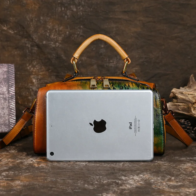 MOTAORA Vintage Women Luxury Leather Handbag For Female Bag Luxury Designer Hand Drawn Cartoon Pattern Ladies Shoulder Bags 2023