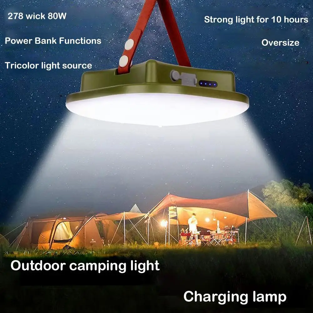 

Upgraded 80W Rechargeable LED Camping Strong Light Tent Work Zoom Torch Magnet Portable With Light Lighting Maintenance U8H1