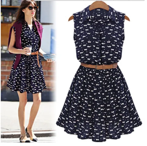 Vestido feminino verão fabricante novo algodão verão mostrar fino sem mangas impresso empreende vestidos casuais juf0004