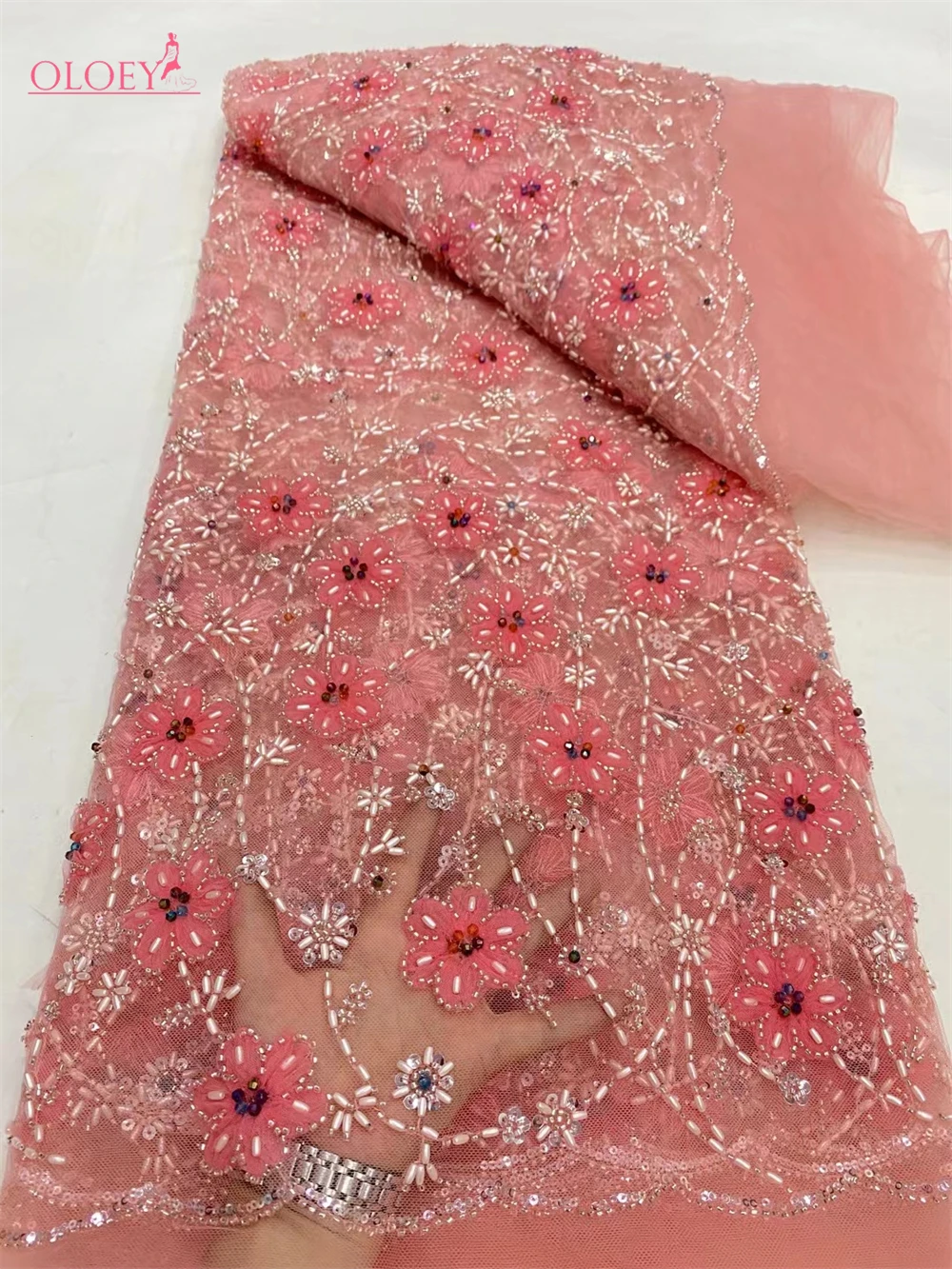 Модная Элегантная вышивка с бриллиантами Цветочная кружевная ткань африканская