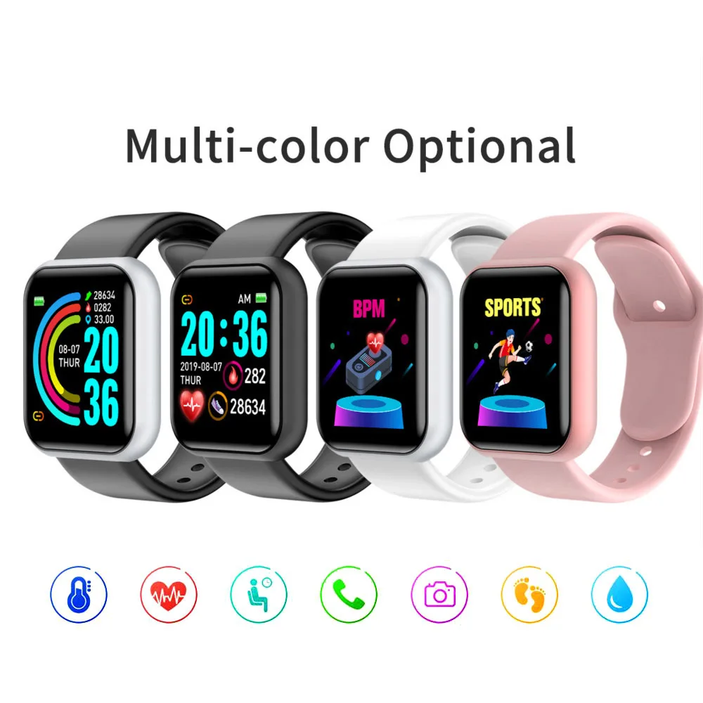 Y68 D20 Smart Watch Bluetooth Waterproof Sport Blood Pressure Heart Rate Monitor Fitness Tracker Bracelet Men Women Watches sport smart watch men women heart rate blood pressure monitoring gps fitness tracker waterproof smart watches for smart phone