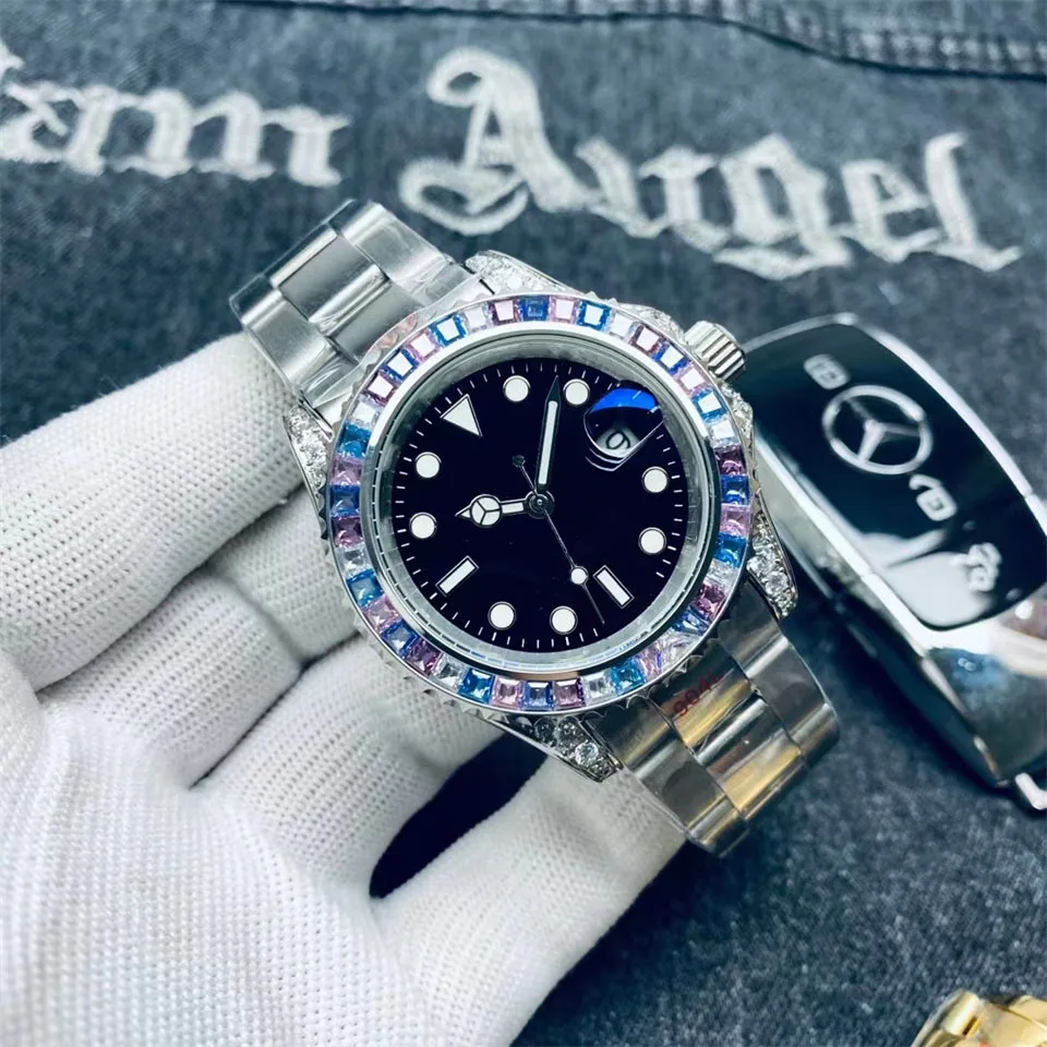 

Мужские Роскошные Дизайнерские Брендовые Часы 41 мм автоматические часы из нержавеющей стали 904 Роскошные полностью алмазные серебряные часы