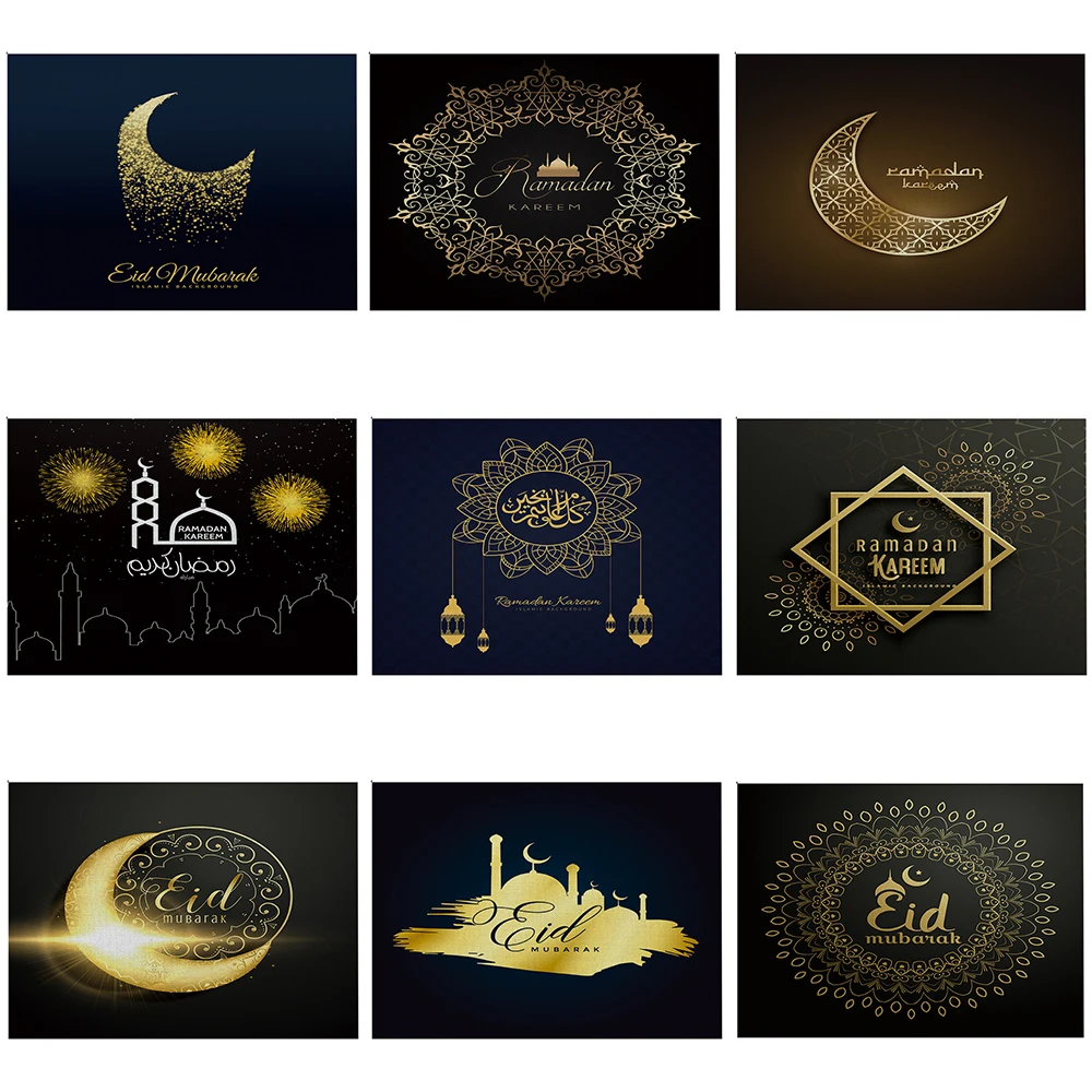 Ramadan Decoration Home Dining Table Placemat 32x42cm Islamic Ramadan Eid Black Gold Letter Mandala Placemat Moon Table Mat
