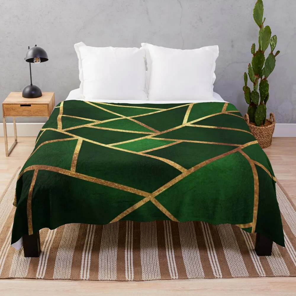 

Green Gold Stone Geometric Throw Blanket Sleeping Bag Blanket