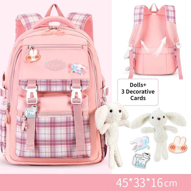 6-14 Years Old Children Girls Princess Sweet Large Fashion Backpacks New College Students School Tutorial Bags with Pendant Hot