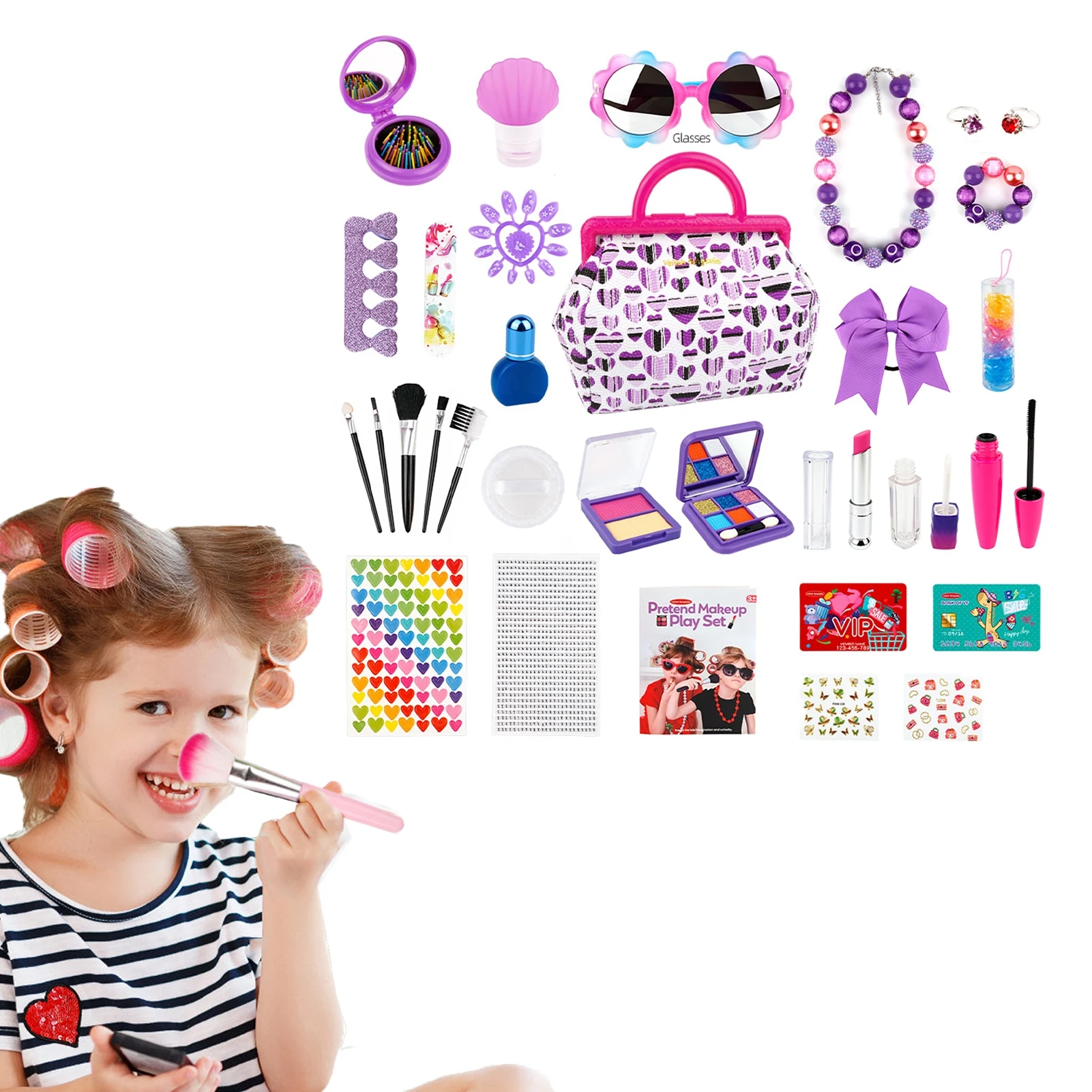 

Комплект для макияжа для девочек 33 шт. моющаяся игрушка для макияжа комплект для ролевых игр для макияжа детская игровая Косметика игрушки ...