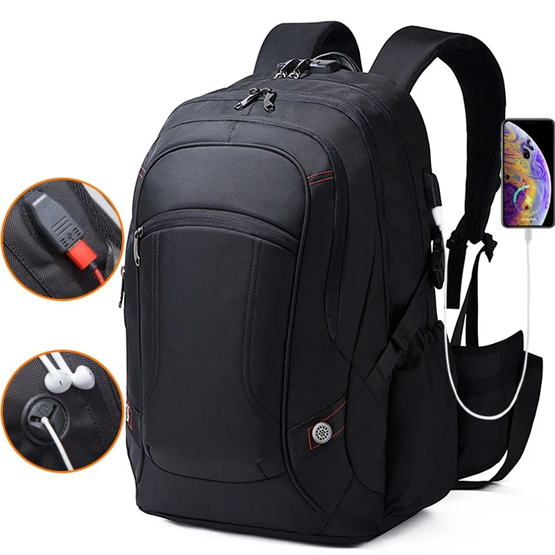 

Multifunctional USB Charging Men's Backpack Large Capacity Waterproof Schoolbag Travel Bags with Anti-theft Combination Lock