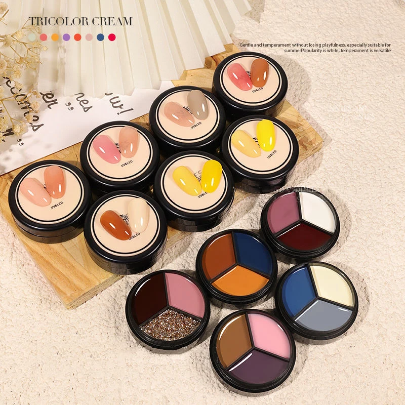 

3-Color Solid Cream Gel Nail Polish Soak Off UV LED Painting Drawing Varnish Semi Permanent Nail Art Solid UV Gel DIY Nail Decor