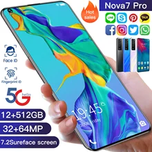 Global Version Nova7 Pro 7.2 Inch Smartphone 12GB RAM 512GB ROM Cellphone Unlocked Dual Sim Mobile Phone Celular Huawei iPhone