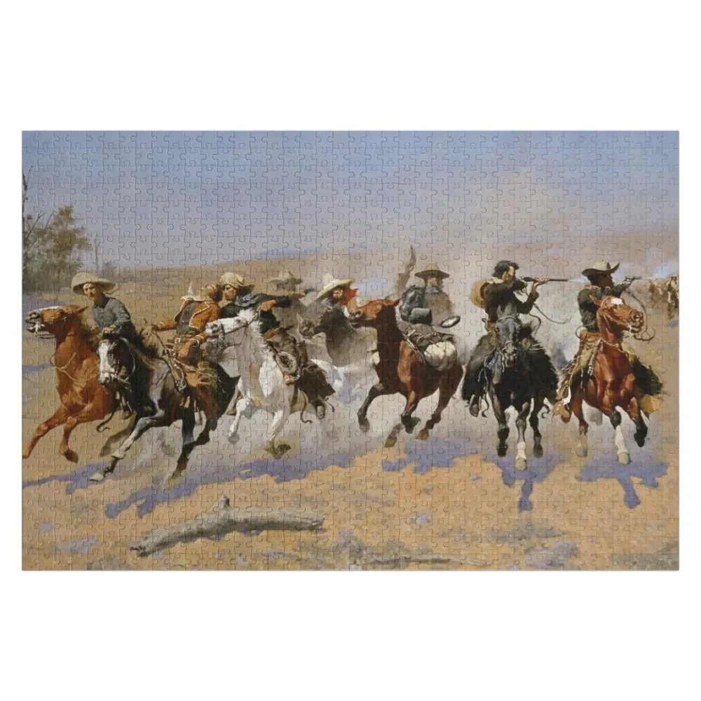 Пазл Dash For the Timber от Frederick Remington Iq Name Деревянная игрушка Настраиваемая подарочная