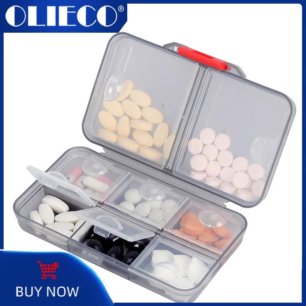 

Контейнер для таблеток OLIECO, портативный, 8 отделений, органайзер домашняя медицина
