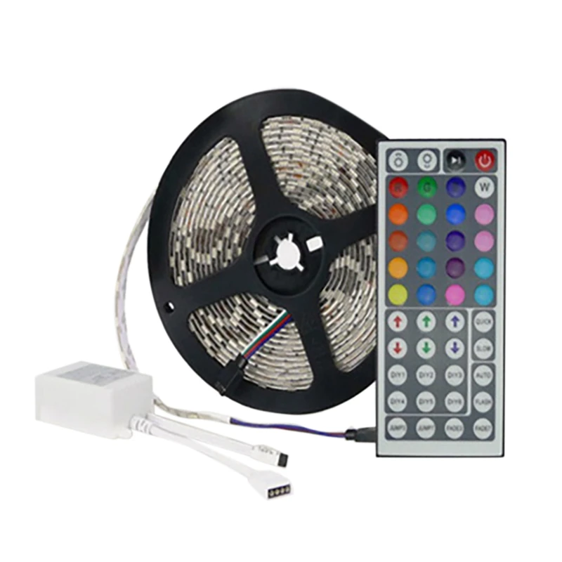 

Светодиодная лента 3528RGB 5 метров + пульт дистанционного управления на 44 клавиши + водонепроницаемый трансформатор 2 А, штепсельная вилка евро...