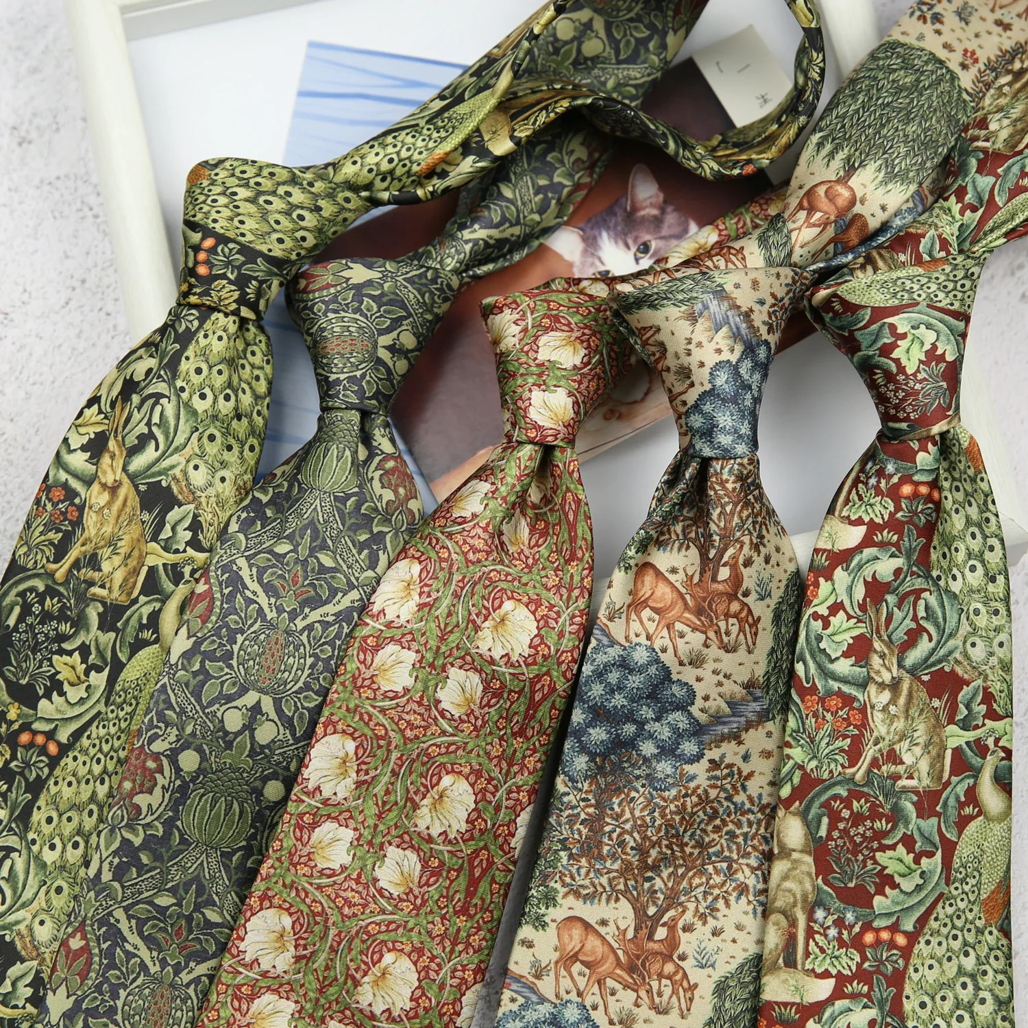 

New Vintage Polyester Printed Neck Ties for Men Wedding Party Business Necktie Black Self Tie Gentlemen Gravatas Slim Neckties