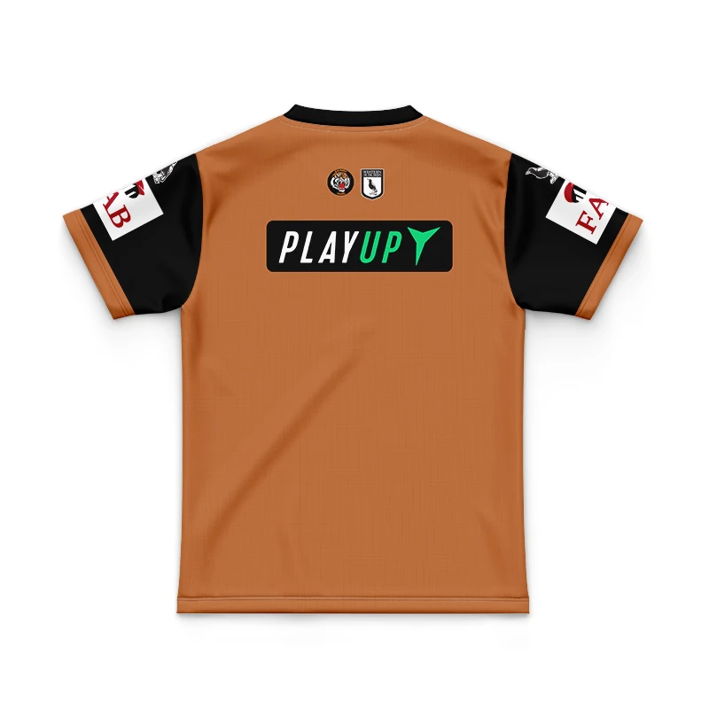 ДЕТСКАЯ ДОМАШНЯЯ ФУТБОЛКА Wests Tigers 2024, НОМЕР НА ИМЕНА (высокое качество) (art.: 3920cebb99a48) - 3920cebb99a48