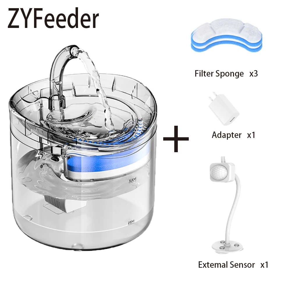 Cat Water Feeder Automation Sensor Faucet Fountain Food Grade Transparent Plastic Dog Water Dispenser For Cat Pet Sensor Drinker
