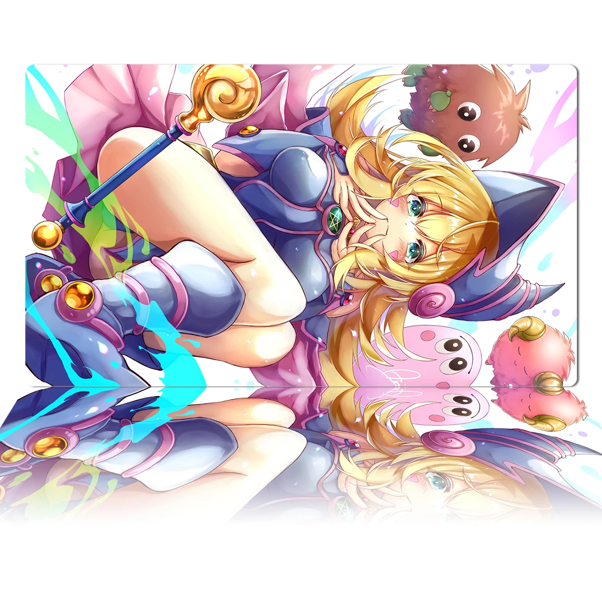 

YuGiOh Playmat Dark Magician Girl TCG OCG Board Game Trading Card Game Mat Anime Mouse Pad Custom Rubber Desk Mat Zones Free Bag
