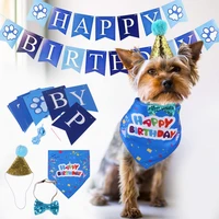pet birthday dress up hat pull flag saliva set dog bandana cat dog accessories for small dogs pet productfor dogs