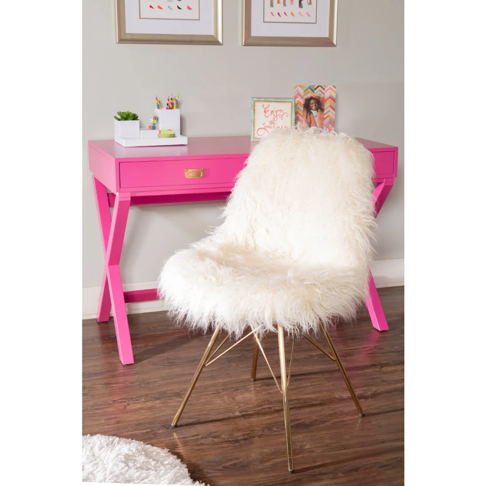 

Linon Bucket Chair, Cream Faux Fur