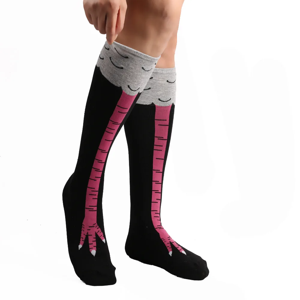 

Chicken Paws Feet Socks Women Long Socks Leg Warmers Funny Cartoon Cotton Chicken Leg Claw 3D Print Over Knee Socks Stockings