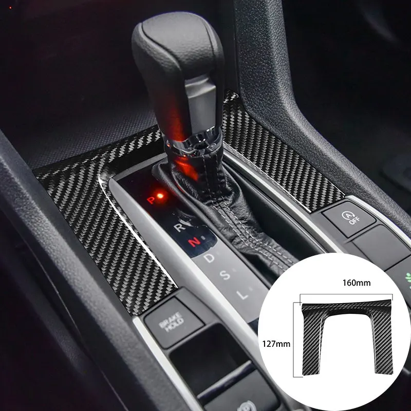 

Для Honda Civic 10 Gen 2016-2021, автомобильная консоль из углеродного волокна, панель переключения передач, рамка, отделка, наклейка, чехол, аксессуары для стайлинга автомобиля
