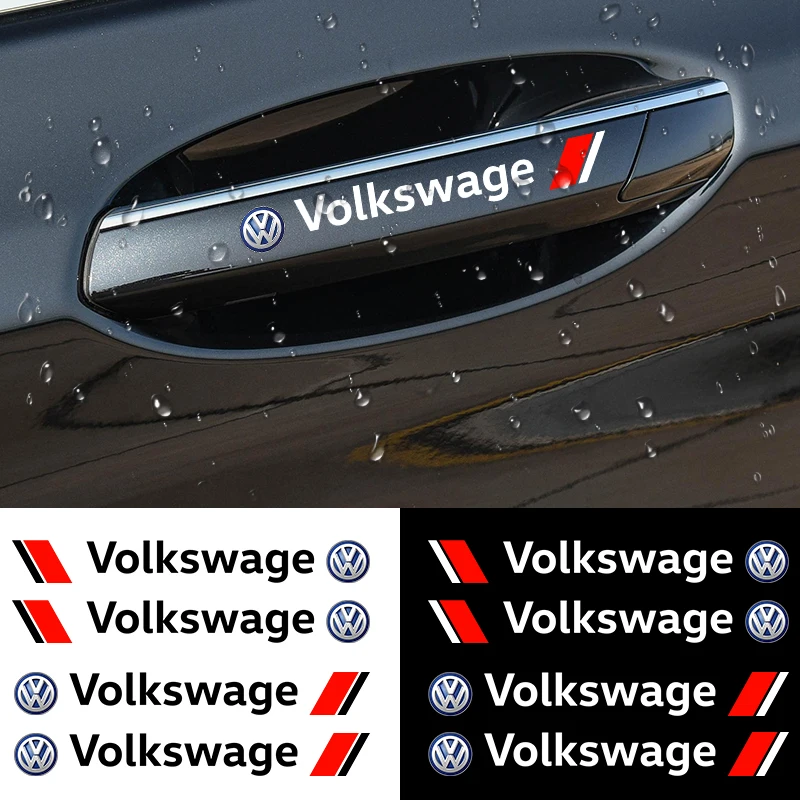 

4 шт., наклейки на дверные ручки автомобиля, наклейки на зеркало заднего вида для Volkswagen Mercedes Benz Alfa Romeo Renault MINI Seat Chevrolet