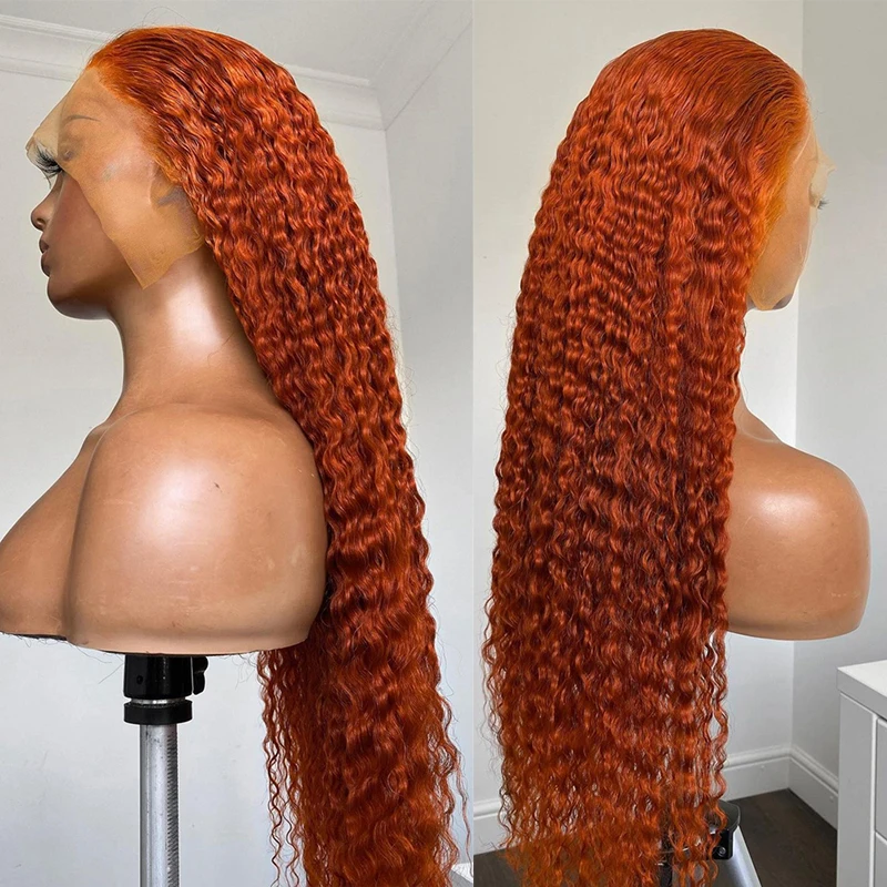 

180% Density Kinky Curly Lace Front Wig Synthetic Ginger Orange For Black Women Cosplay 26 Inch Long Daily Baby Hair Preplucked