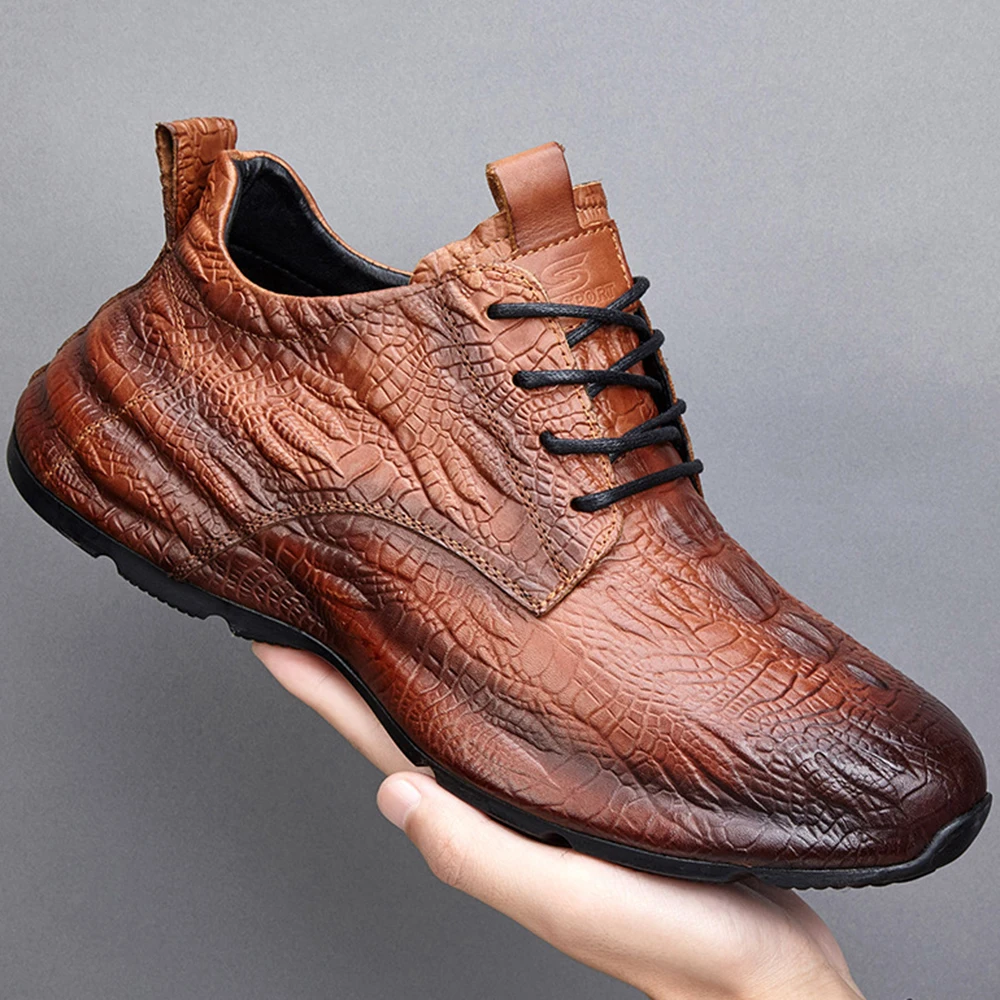 

100% Genuine Cow Leather Casual Shoes For Men Crocodile Leather Formal Shoes Male Business Wedding Loafers Fashion Office Shoes